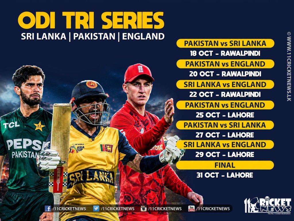 The ODI Tri-nation Series (Pakistan, England, Sri Lanka)