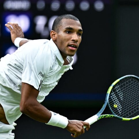 Felix Auger-Aliassime in action during his deep run on the grass courts
