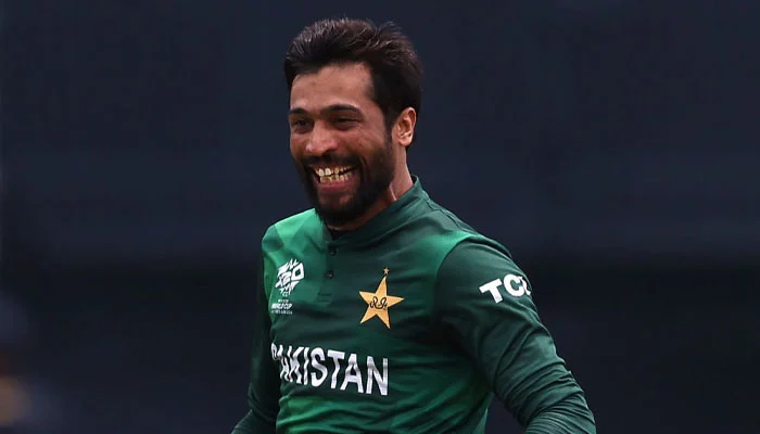 Pakistan pacer Mohammad Amir trent rockets celebrates after dismissing Ravindra Jadeja during the ICC Men's T20 Cricket World Cup 2024 match against India at Nassau County International Cricket Stadium in New York, New York on June 09, 2024