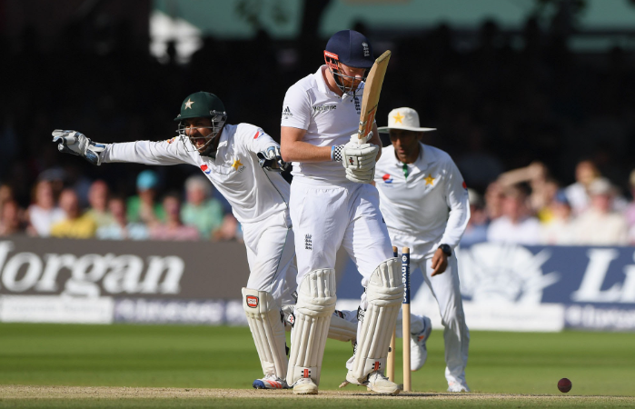 Action at Lord's during the second Test match between Pakistan and England.