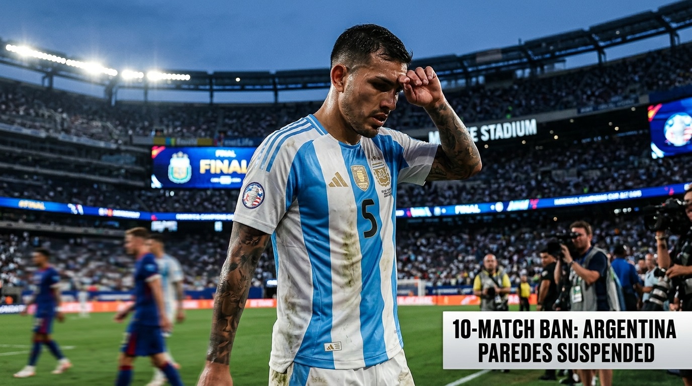 Argentina Paredes suspended for 10 international games following FIFA World Cup final disciplinary ruling.
