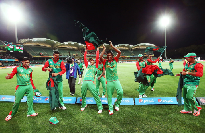 Bangladesh team celebrating success in white-ball cricket.