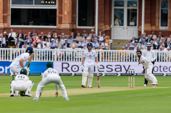 Dan Lawrence anchored England's second innings with a resilient unbeaten 50 at Lord's.