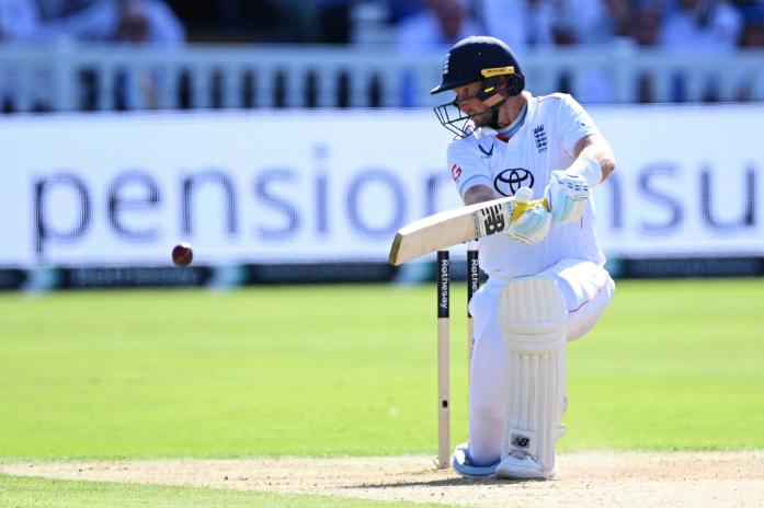 Joe Root batting at Lord's during his milestone Test.