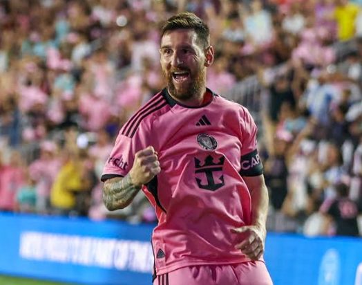 Messi celebrating another historic night.
