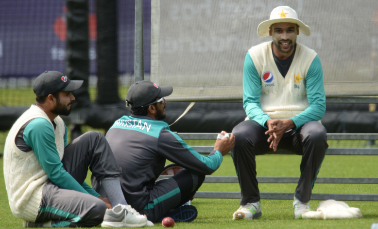 Pakistan players gathering during squad training.