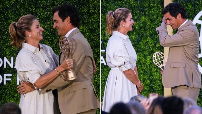Roger and Mirka sharing a tender moment.