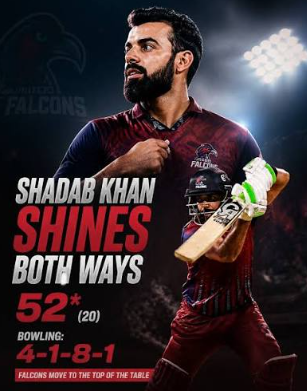 Shadab Khan 52 off 20