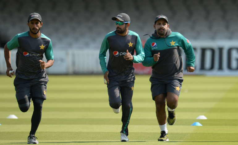 The modern Pakistan squad preparing during practice at Lord's