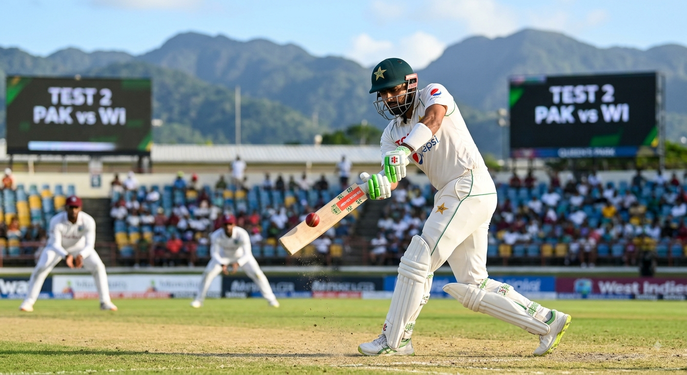 Babar Azam ICC Test rankings return showing Babar playing a cover drive for Pakistan.