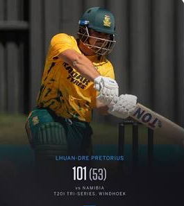 Lhuan-dre Pretorius in action during the T20I series.