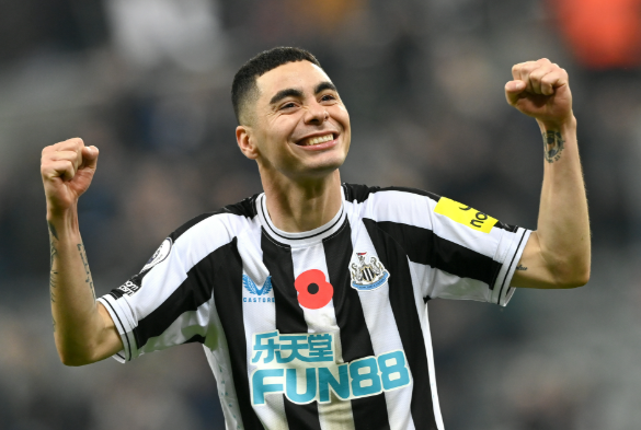 Newcastle attacker Miguel Almirón pounced on a loose transition pass, driving straight at Miami's central defenders before slipping a low, precise shot into the bottom left corner to draw level at 1-1.