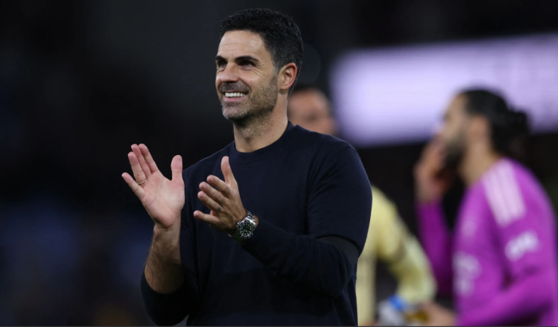Mikel Arteta celebrates Arsenal's tactical victory.