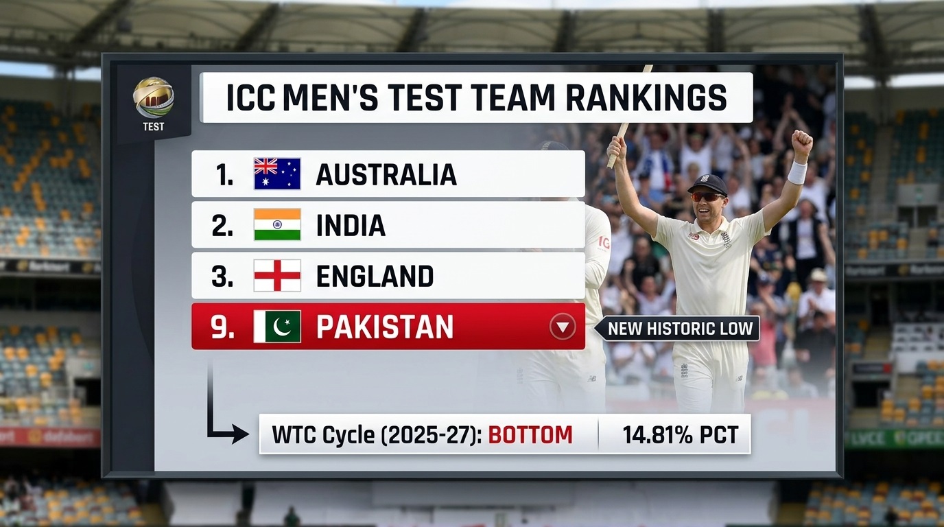 Pakistan ICC Test Ranking Drop 9th Spot Analysis 2026