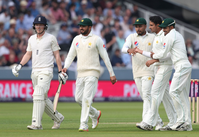 Pakistan Test players navigating high-pressure match situations.