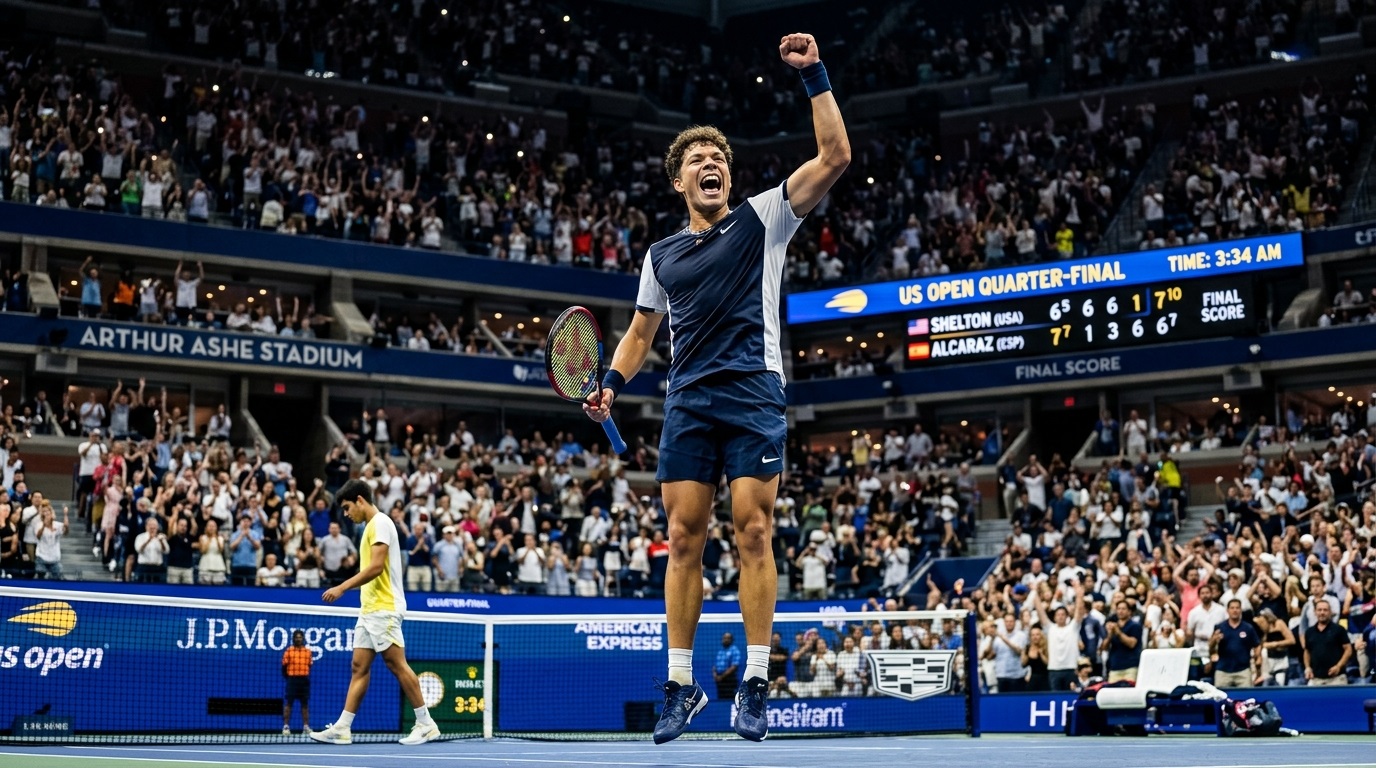 Shelton Beats Alcaraz US Open 2026: 5 Set Midnight Epic