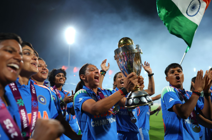 Team India celebrates qualification for the Women's T20 Asia Cup 2026 semi-finals.