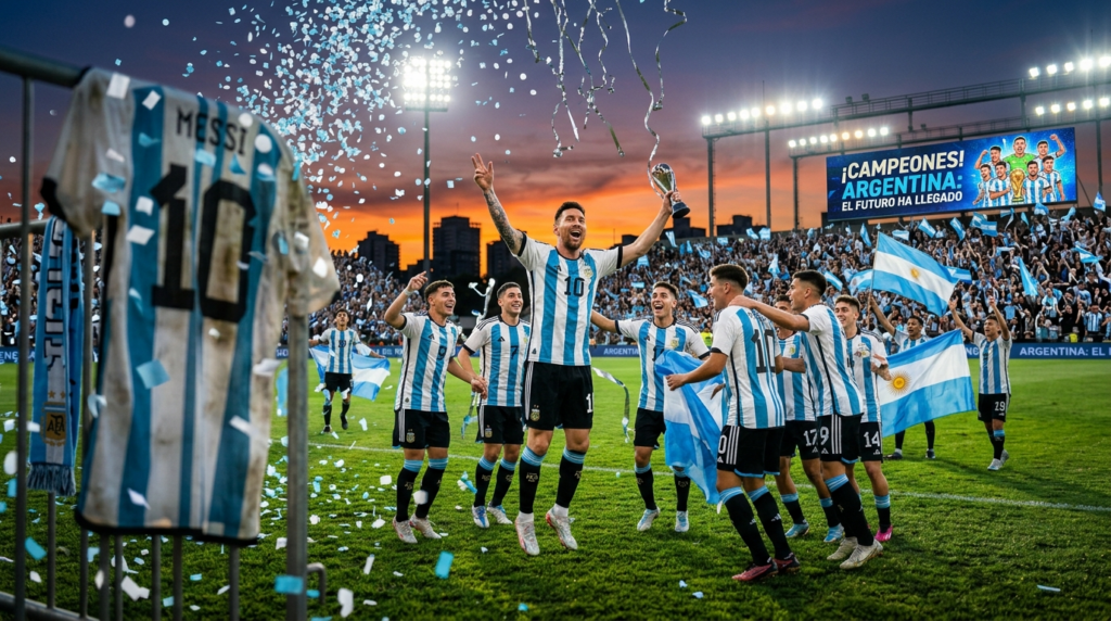 Argentina national team celebrate their victory.